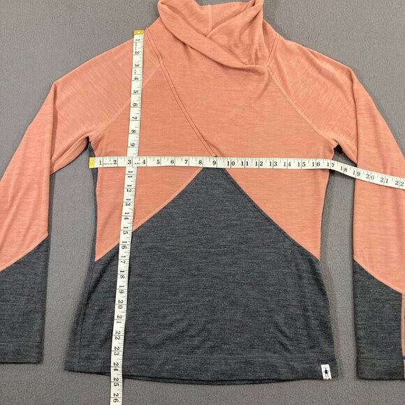Smartwool Merino 250 Crossover Neck Sweater Top Pink Gray Long Sleeve Size M - Picture 9 of 11